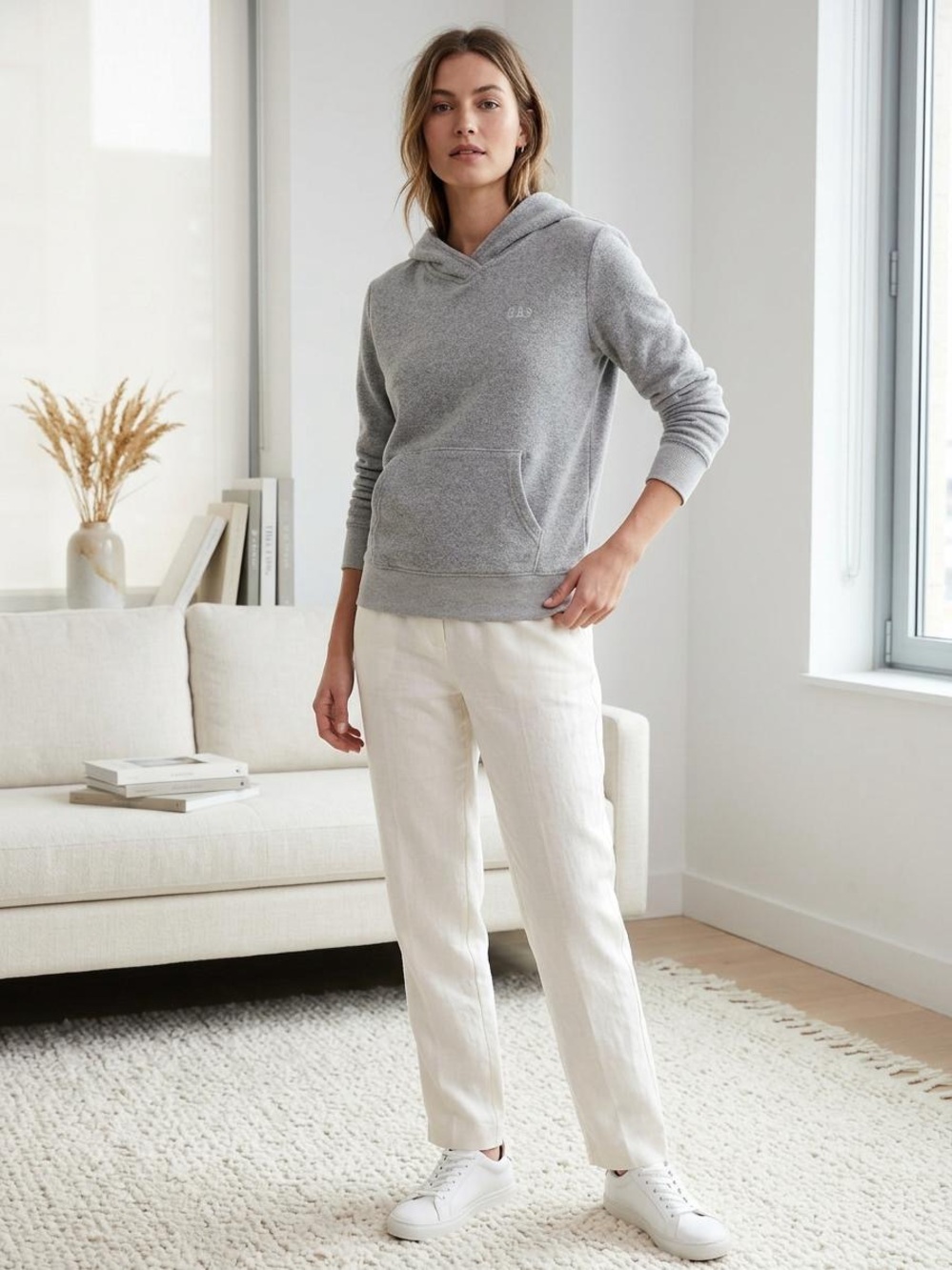 GAP Heather Gray Hooded Pullover Sweatshirt